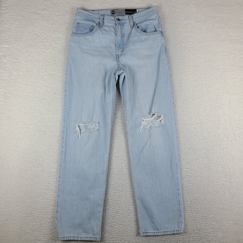 Levi's Silver Tab Jeans Womens 28x31 Blue '94 Baggy Light Wash Distress Denim
